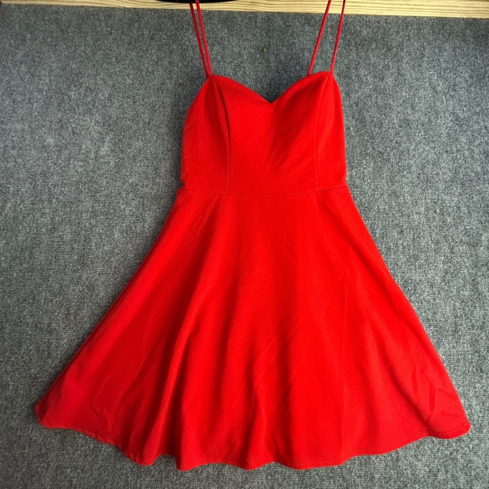 B. Darlin Red Strappy Back Fit and Flare Mini Dress Sweetheart Neck  13/14